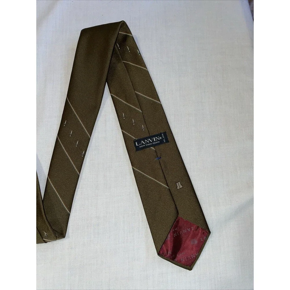 Lanvin Men’s Dress Tie Size 54” Brown 100% Silk Formal Business City